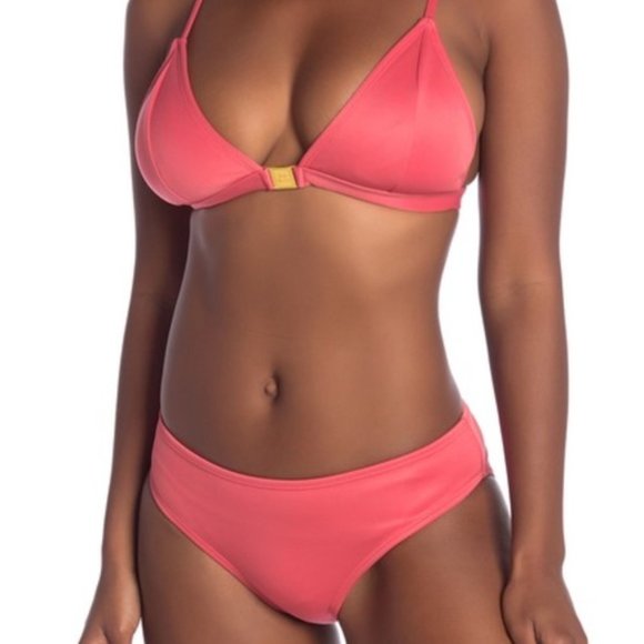 NWT JUICY COUTURE LOGO Embossed 2-Piece Triangle BIKINI Set Red/Pink - Picture 3 of 8